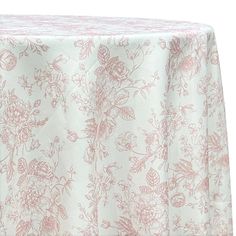 the table cloth has pink flowers on it