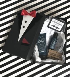 the groom gift box is packed with personal care products