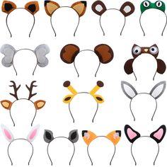 various animal ears and headbands for children to wear on the same day as they are