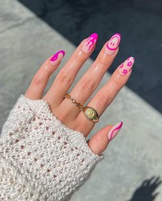 48 Hot and Trendy Summer Nail Designs to Upgrade your Nails Art For 2023 Magenta Nails, Festival Nails, Nail Arts, Nail Designs Summer, Cute Acrylic Nails