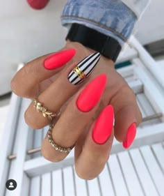 Colorful Nail Designs Acrylics, Trendy Nails Stiletto, Manicured Hands, 2022 Nails, Trendy Nail Art, Orange Nails, Hot Nails, Classy Nails, Chic Nails