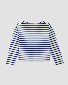 The Mariner Tee Bone / Mazarine Blue – Everlane Navy Long Sleeve Marine Top, Sailor Striped Long Sleeve Top, White Marine Style Long Sleeve Top, Sailor Style Striped Long Sleeve Top, Striped Sailor Long Sleeve Top, Marine Style Long Sleeve Cotton Tops, Navy Marine Style Cotton Top, Navy Cotton Marine Style Tops, Casual Oversized Boat Neck Top