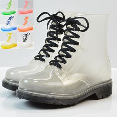 Transparent Boots, Candy Rain, Clear Boots, Cute Rain Boots, Martin Shoes, Ankle Flats, Rain Shoes, Womens Rain Boots, Yellow Shoes