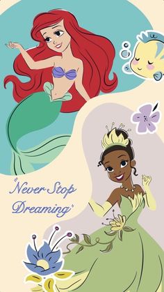 the little mermaid from disney's princess ariel and her friends are depicted in this poster