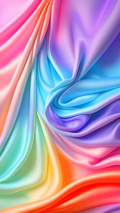 an abstract background with many colors and curves in the form of fabric or cloths