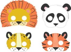 four masks with different animals on them