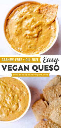 A crowd-pleasing appetizer recipe that's cashew-free, dairy-free, plant-based, oil-free soy-free, nut-free and gluten-free! Your football party menu must have the BEST vegan queso that's easy and flavorful. Serve this game day food idea as a dip or a nacho cheese sauce! Vegan Quesadilla, Vegan Nachos Cheese, Vegan Queso, Vegan Cheese Recipes, Vegan Nachos, Superbowl Appetizers, Meat Appetizers, Vegan Sauces, Vegan Nutrition