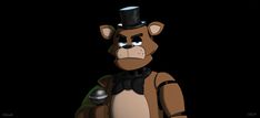 a cartoon bear wearing a top hat and gloves