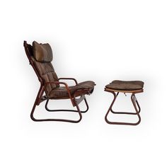 the reclining chair and ottoman are made from leather