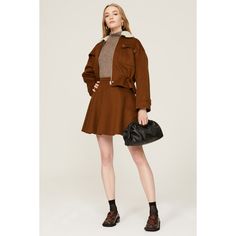 Brown flannel (90% Wool, 10% Cashmere). A-line. Back zipper closure. 18" from waist to hemline. Imported. Mini Circle Skirt, Flannel Skirt, Brown Flannel, Rent The Runway, Closet Designs, Jason Wu, Circle Skirt, Autumn Summer, Cashmere