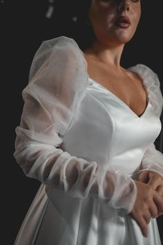 Detachable Tulle Sleeves Kate - Olivia Bottega Removable Wedding Dress, Detachable Tulle Sleeves, Different Wedding Dresses, Wedding Evening Dress, Midi Gowns, Detachable Sleeves, Tulle Sleeves, Bra Cup Sizes, Satin Long Sleeve