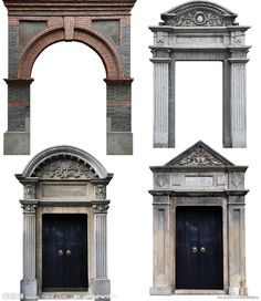 four different types of doors and arches