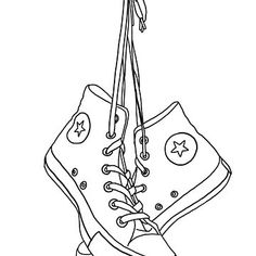 a pair of shoes hanging on a string coloring page for kids, free printable