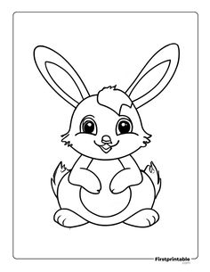 a cute little bunny sitting on the ground coloring page