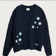 Taylor Swift Midnights Cardigan Size M/L. Sealed/Unopened Packaging. Midnights Cardigan, Taylor Swift Store, Taylor Swift Blue, Star Patches, Taylor Swift Midnights, Navy Cardigan, Taylor Swift Fan, Blue Cardigan, Womens Cardigan