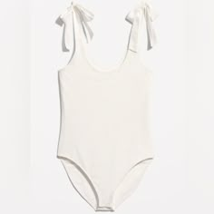 Brand New With Tags White Bodysuit With Tie Straps! No Flaws - Just Too Big On Me. Fits Like A S/M. Summer Beach Cotton Bodysuit, White Summer Bodysuit For A Day Out, White Bodysuit For Summer Day Out, Cotton Fitted Bodysuit For Vacation, Fitted Cotton Bodysuit For Vacation, White Bodysuit Outfit, Navy Bodysuit, Body Suits, Body Suit Outfits