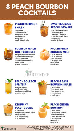 Peach Bourbon Cocktails Peach Cobbler Martini, Peach Cobbler Old Fashioned Cocktail, Drinks Alcohol Recipes Whiskey, Bourbon Cocktails For A Crowd, Jim Beam Peach Drinks Recipes, Themed Cocktails Recipes, Peach Drinks Alcohol, Peach Bourbon Chicken, Peach Whiskey Cocktails