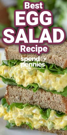 the best egg salad recipe with spinach and feta cheese on toasted bread