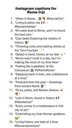 the instagram captions for rome trip