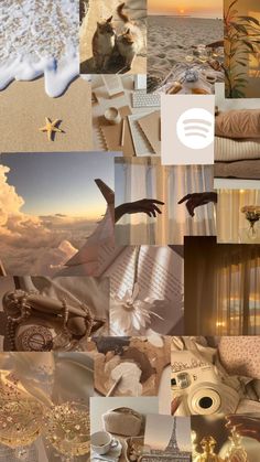 the collage shows many different things that are being displayed in this image, including an airplane