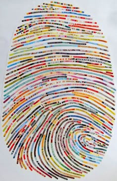 an image of a fingerprint made out of many different colored lines and words on a white background