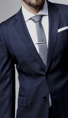 http://chicerman.com  manudos:  Fashion clothing for men | Suits | Street Style | Shirts | Shoes | Accessories  For more style follow me!  #menscasual Dark Blue Suit, Suit Combinations, Grey Tie, Well Dressed Men, Tailored Suits