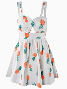 Pineapple Print Beach Skater Dress in White with Bow Tied Back #pineapple #dress Pineapple Clothes, Pineapple Dress, Pineapple Print, Inspired Dress, Skater Dress, Beach Outfit, Pretty Dresses, Spring Summer Fashion, Shoes And Accessories