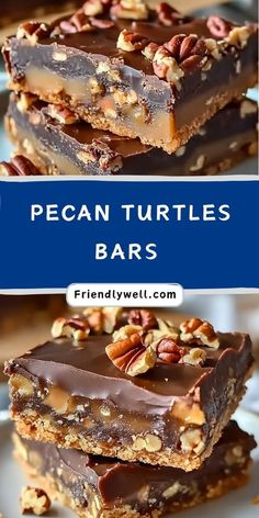 pecan turtles bars stacked on top of each other