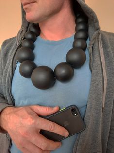 The bigger - the better! Jumbo black necklace is for bold and commanding -just for you (or him). The main bead of this jumbo necklace is 2,5"/6cm in diameter, the other  are 2"/5cm, 1,6"/4 cm and the smallest four (near the neck for a better fit) are 1,2"/3cm.       All wood beads are crafted by me: hand-sanded, hand drilled, primed, and coated with four coats of high-quality matte black paint. No cheap fast fashion elements - only solid beech wood (one of the hardest), eco-friendly quality Euro Fashion Elements, Wooden Necklace, Black Choker, Necklace Beaded, Black Necklace, Beech Wood, Black Paint, Fast Fashion, Wood Beads