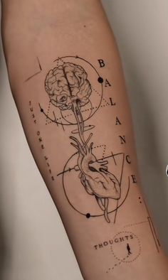 a person with a tattoo on their arm that has a drawing of a human heart