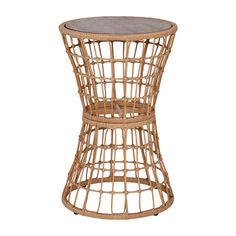 the side table is made out of rattan