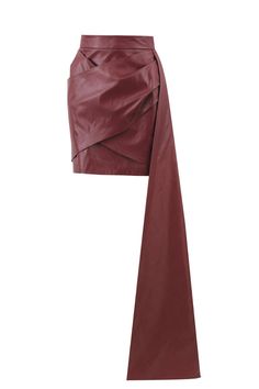 Crossed draped front leather skirt with a one long side.Length: 44cm - Side Tail: 107cm Chic Draped Skirt For Formal Occasions, Evening Draped Lined Skirt, Chic Draped Lined Skirt, Draped Lined Skirt, Chic Draped Skirt For Night Out, Formal Draped Skirt With Folds, Chic Draped Mini Skirt, Asymmetrical Pencil Skirt For Date Night, Elegant Asymmetrical Mini Skirt For Evening