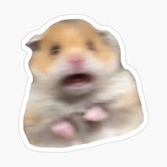 a blurry photo of a hamster with its mouth open and tongue out sticker