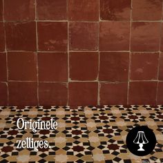 a tiled floor with a lamp on it and the words origniel zeltges