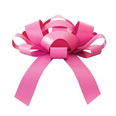 a pink ribbon tied to the side of a white wall