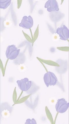 purple flowers and green leaves on a white background