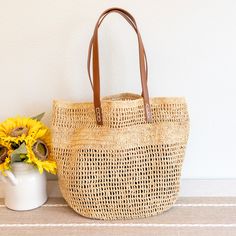 Elena Handbags Women's Large Soft Raffia Woven Summer Straw Tote Aesthetic Natural, Handbag Pattern, Classic Aesthetic, Chic Aesthetic, Woven Tote Bag, Straw Bags, Busy Lifestyle, Straw Tote, Raffia Bag