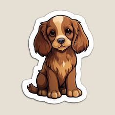 a brown dog sticker sitting on top of a white wall next to a gray background