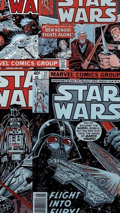 the cover to star wars comic book, featuring darth vader and other characters