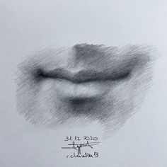 a black and white drawing of a lip