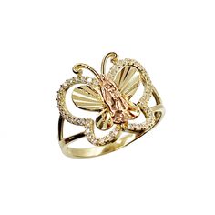 10k & 14k Solid Gold Virgin Mary Virgen Maria Lady Guadalupe Butterfly CZ Ring for Women Girl / Religious Jewelry Gift Ring for Her This 10k & 14k Solid Gold Virgin Mary Virgen Maria Lady Guadalupe Butterfly CZ Ring blends timeless faith and modern style. Designed for women and girls, it features a radiant Virgin Mary and Lady Guadalupe centerpiece, adorned with sparkling cubic zirconia butterflies. Ideal for spiritual occasions or as a meaningful gift, this ring offers a touch of elegance and d Lady Guadalupe, Circle Ring, Cz Ring, Gift Ring, Classic Gold, Religious Jewelry, Rings For Her, Ring For Women, Virgin Mary