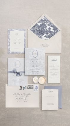 the wedding stationery is laid out and ready to be used