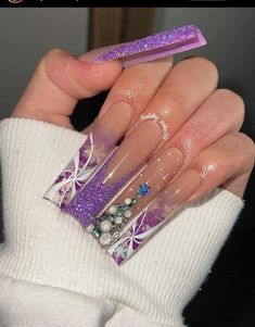 Purple Christmas Nails Acrylic, Purple Christmas Nail Designs, Dope Christmas Nails, Purple Christmas Nails, Candy Nails, Midnight Snack, Long Acrylic Nail Designs, Dope Nail Designs, Purple Christmas