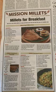 an article in the news about meals for breakfast