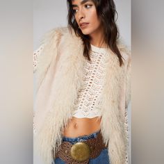 So Cool And Effortless, Make Any Outfit A Statement Maker!! So Penny Lane And Seventies Boho Chic Lightweight, Oversized Fit, Cream Color Fur Vest Boho, Penny Lane, Fur Vest, So Cool, Oversized Fits, Cream Color, Penny, Boho Chic, Jackets & Coats