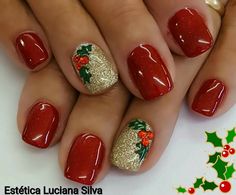 Poinsetta Nails Nailart, Poinsettia Nails, Nail Artwork, Christmas Nails Diy, Neat Nails, Festive Nails, Holiday Nails Christmas, Ideas Navideñas, Fake Nails Designs