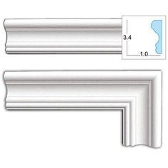 an image of a set of two white crown moulder trimmings on a white background