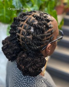 Loc Inspo • Instagram Simple Dreads Styles For Women, Locs Hairstyles With Added Hair, Loc Women Hairstyles, Woman Locs Style, 2 Ponytails With Locs, Dread Loc Styles Women, Natural Hair Locks Hairstyles, Updo Hairstyles With Locs, Braided Locs Women