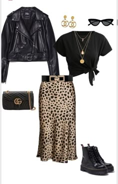 Animal Print Outfits Party, Leopard Maxi Skirt Outfit, Leopard Print Outfit, Satin Skirt Outfit, Leopard Print Outfits, Fashion Rules