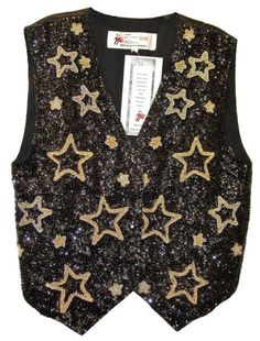 This sequin vest is handmade, high quality, original design and beautiful. Sequin vests are suitable for party, events or any occasional use. All sequin vests close with snaps in the front and the back is solid black with a strap to adjust the vest to your desired fit. Star Themed Clothing, Party Clothes Aesthetic, Weird Suits, Starcore Outfits, Cool Clothes Aesthetic, Star Aesthetic Outfit, Whimsigoth Outfits Men, Star Inspired Outfits, Space Vest